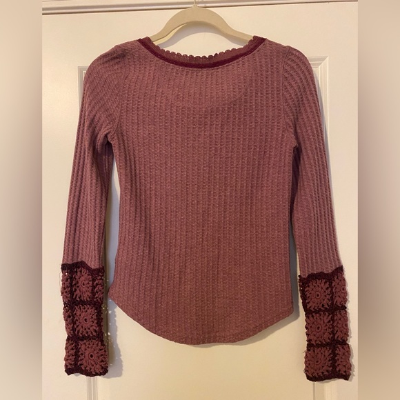 Free People Mix Thermal Cuff Long Sleeve Top XS - Picture 2 of 2